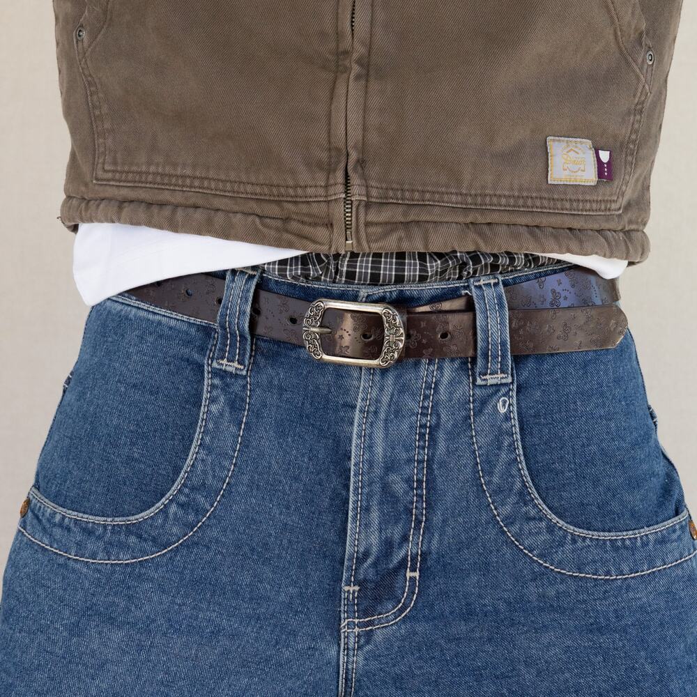 Y2K Style Brown American Western Floral Design Belt